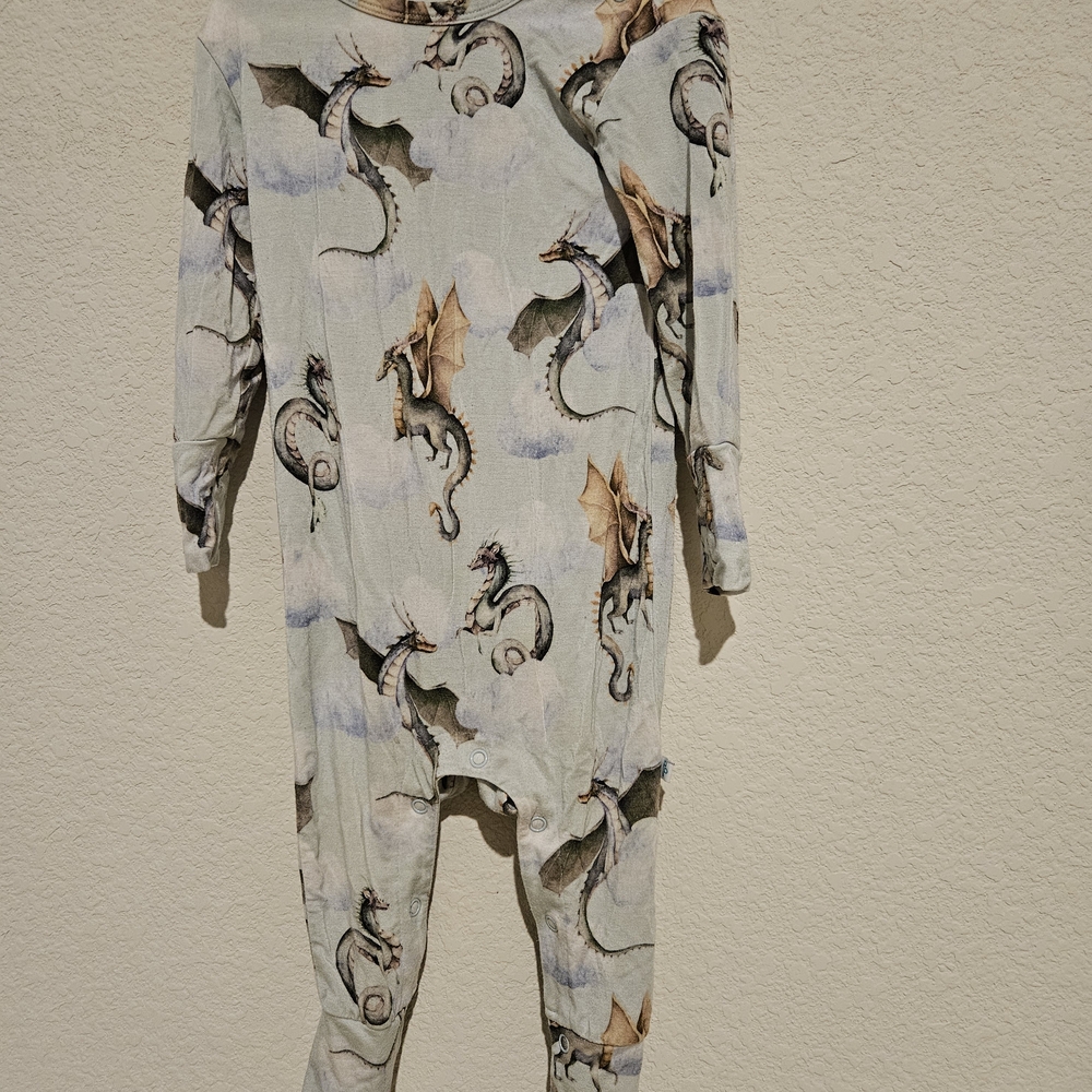 Posh Peanut Gray Dragon Print Onesie